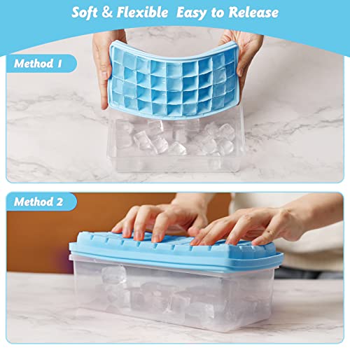 Food-grade Silicone Ice Cube Tray with Lid and Storage Bin, 36 Small Nugget Ice Maker Q657