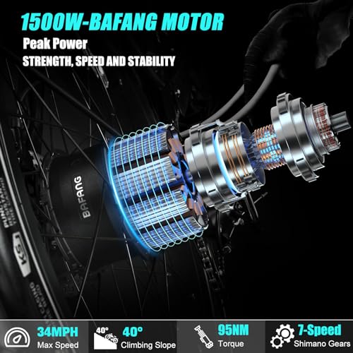 Electric Motorcycle 1500W Motor 52V 20AH 34MPH 75Mils Retro Style Moped Ebike 26"x4.0" Fat Tire Dual Hydraulic Full Suspension X9617