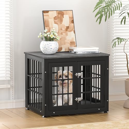 Natural and White Extra Large Wooden Dog Crate Furniture E560