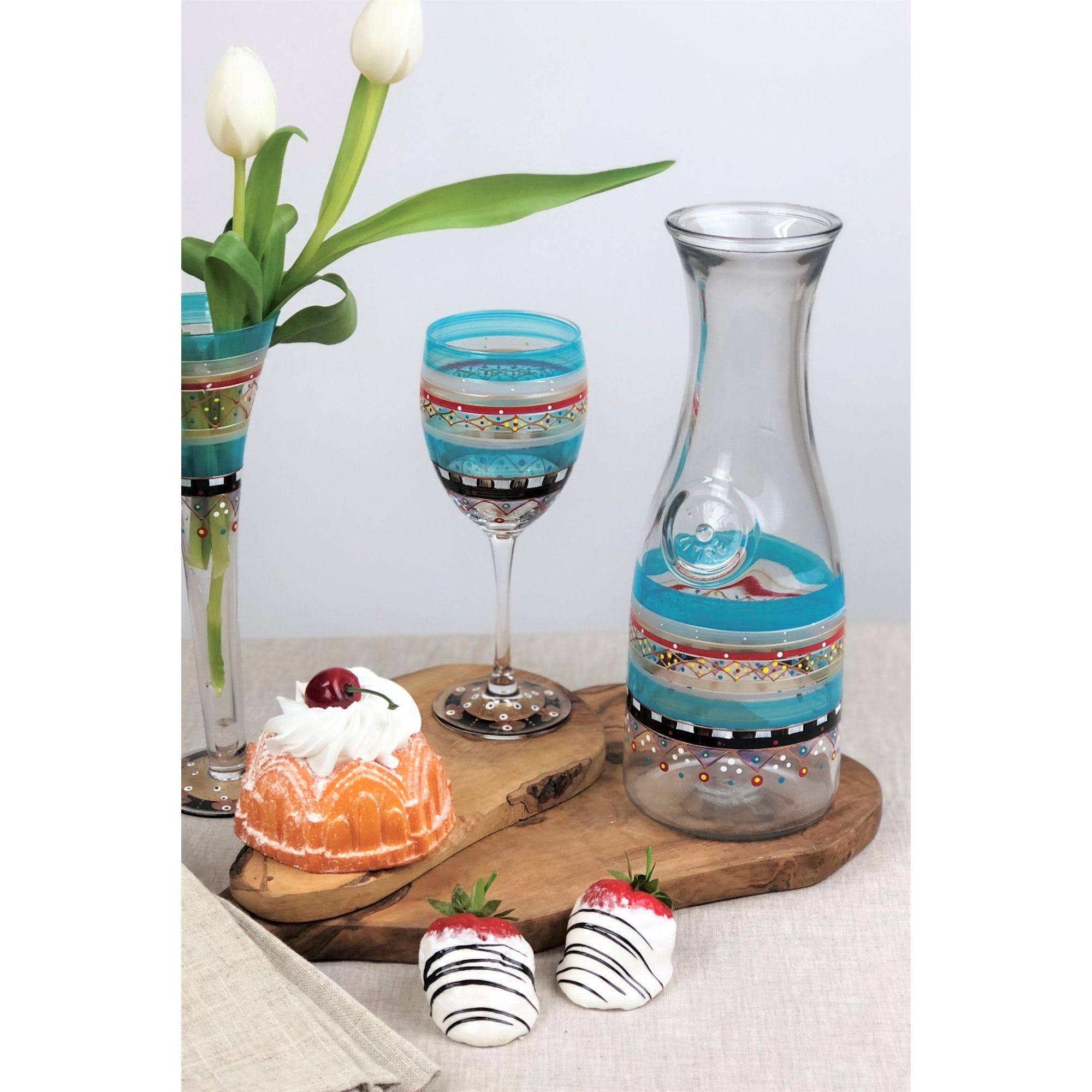 Set of 2 Hand Painted Wine Glasses, 10.5 oz. O8076