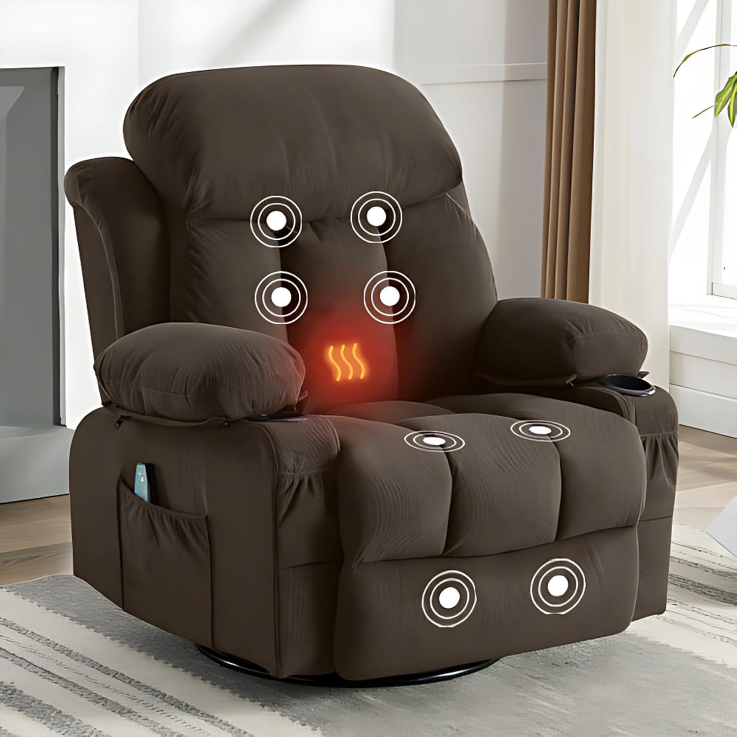 Brown Swivel Massage Recliner Sofa I206