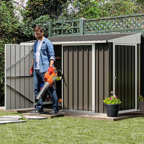 10x8 FT Outdoor Storage Shed Dark Gray Metal F44389
