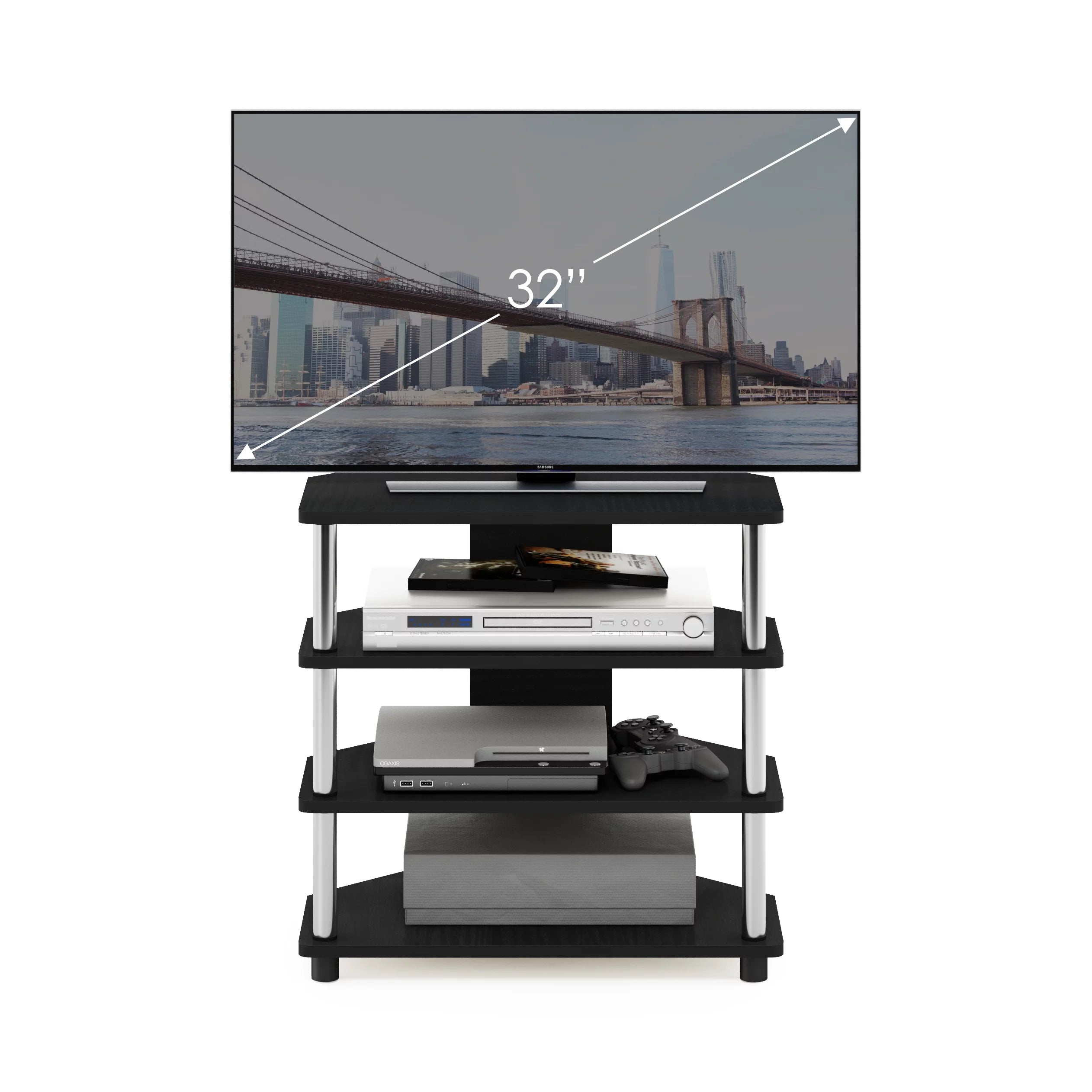 4-Tier TV Stand, Americano, Stainless Steel J637