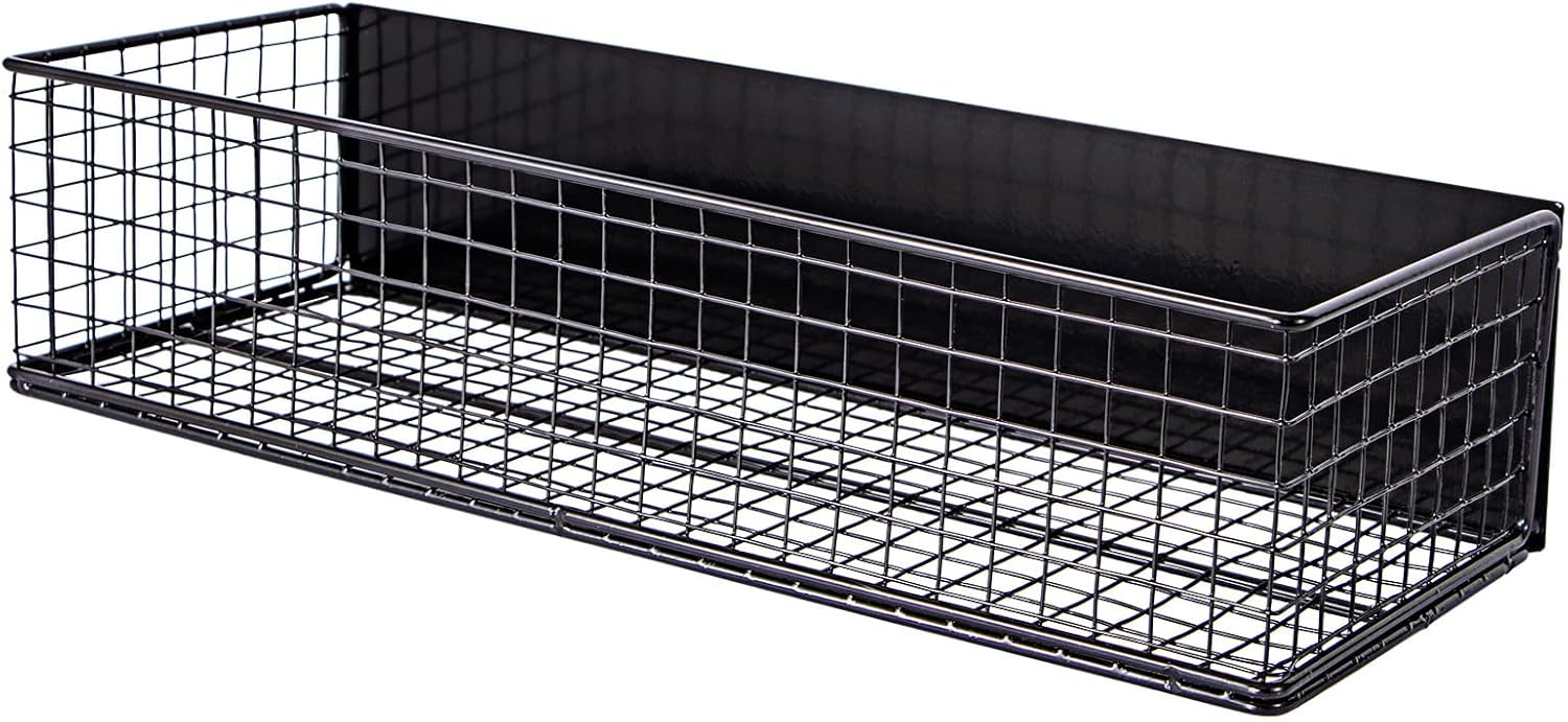 Black Magnetic Wire Mesh Shelf, 13.77" x 5.11" x 3.26" K4401