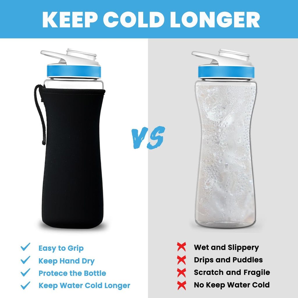 2Pcs Neoprene Sleeve for 22oz Plastic & Stainless Steel Water Bottles A4980