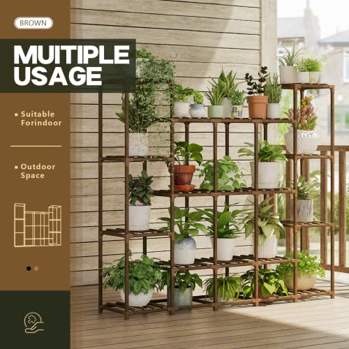 Large Wood Plant Stand for 17 Pots N16759