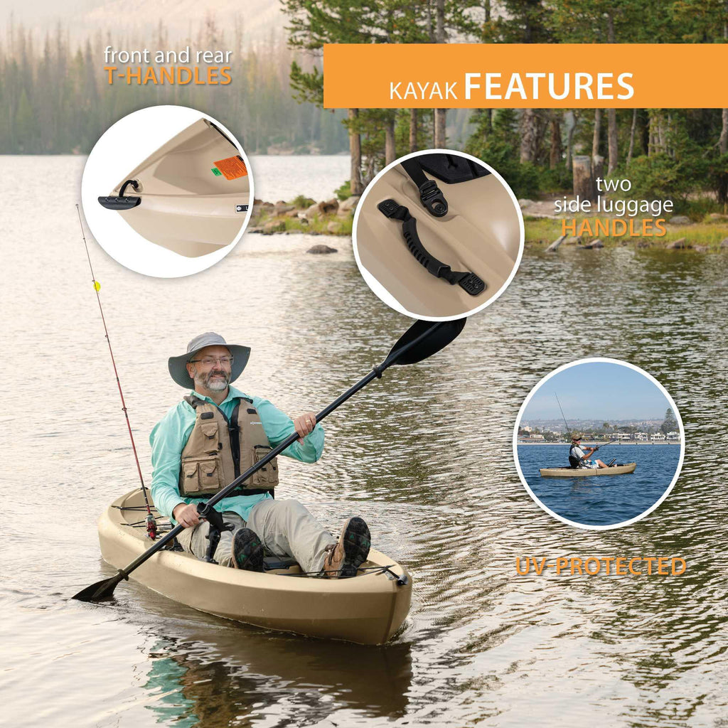 2 Pack Fishing Kayak with Paddles, Tan K5999