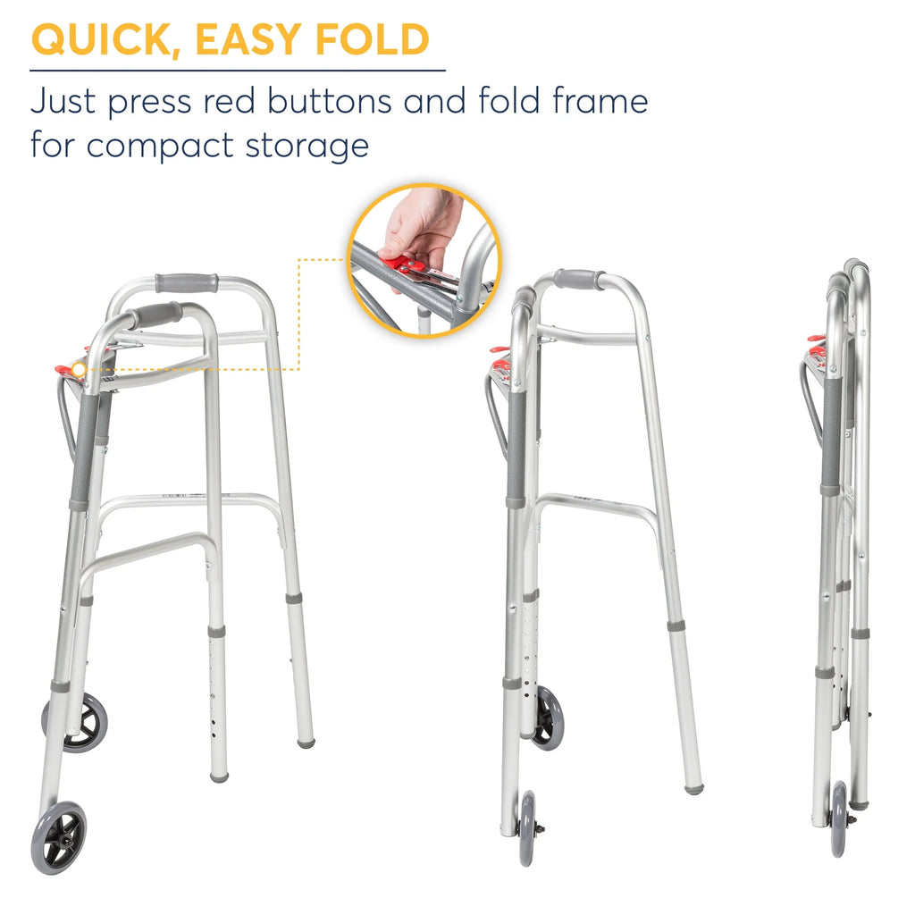 Two Button Folding Walker with 5 Wheels I8846
