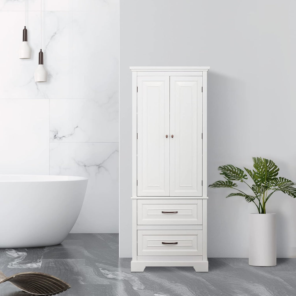 White Bathroom Storage Linen Cabinet Z1793