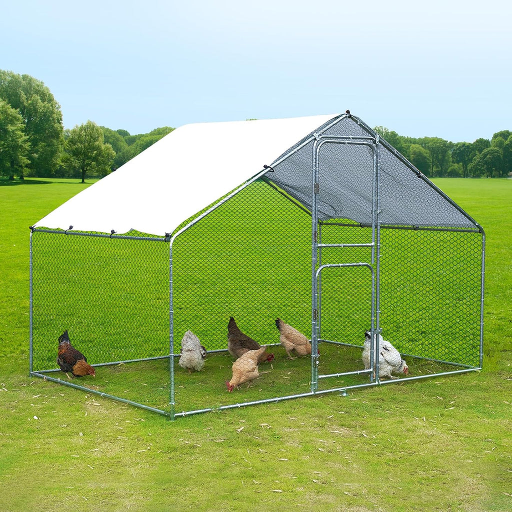Large Metal Chicken Coop with Anti-UV Cover (9.8 * 6.6FT) N117067