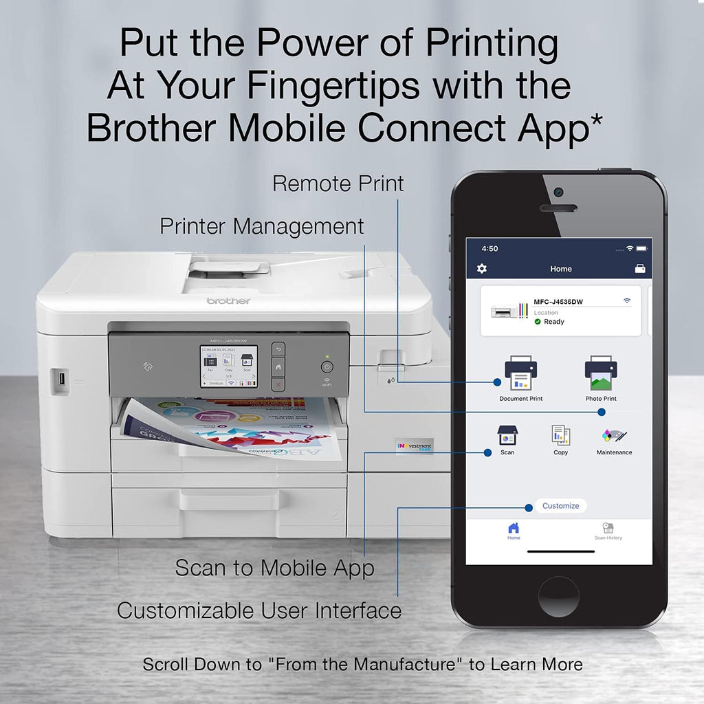 Color Inkjet Printer with NFC, Auto 2-Sided Printing, Print Scan Copy Fax, Wireless, White G883817