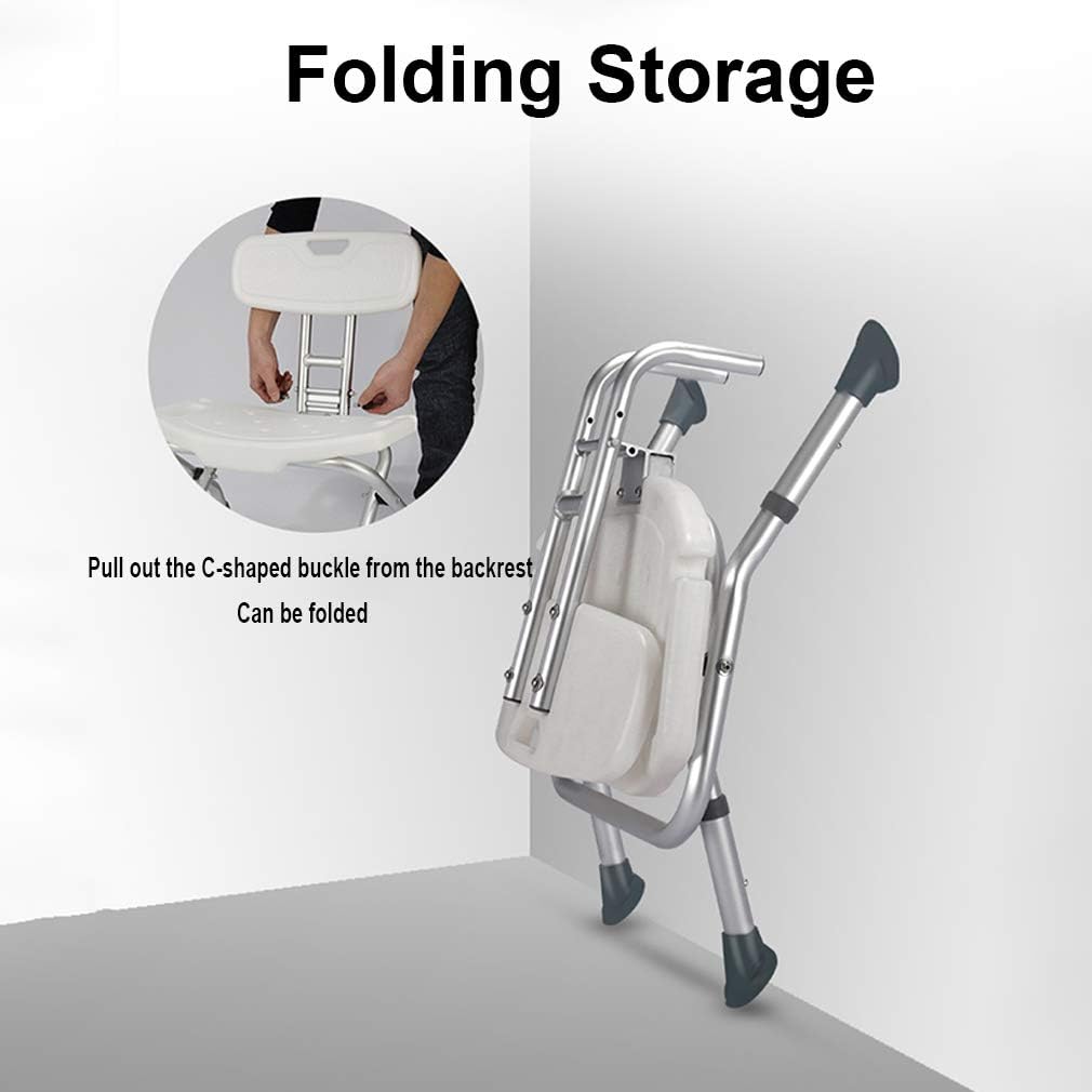 Folding Bath Stool with Back Anti-Slip Rubber Feet Y2742