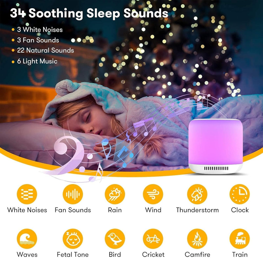 34 Soothing Sounds Rechargeable White Noise Machine with Night Light Q41441