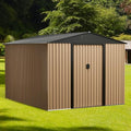 Brown 10FT x 8FT Metal Garden Shed V327955