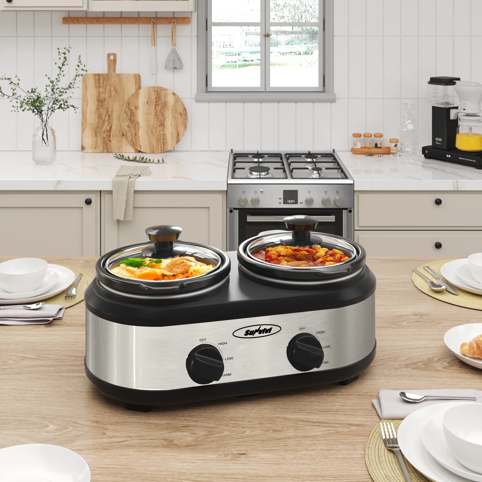 Dual Pot Slow Cooker with Ceramic Pot L1575