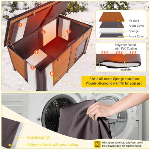 59" Large Insulated Dog Kennel with Liner L370564