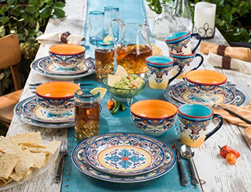 16 Piece Dinnerware Set, Service for 4, Multicolor Z158888