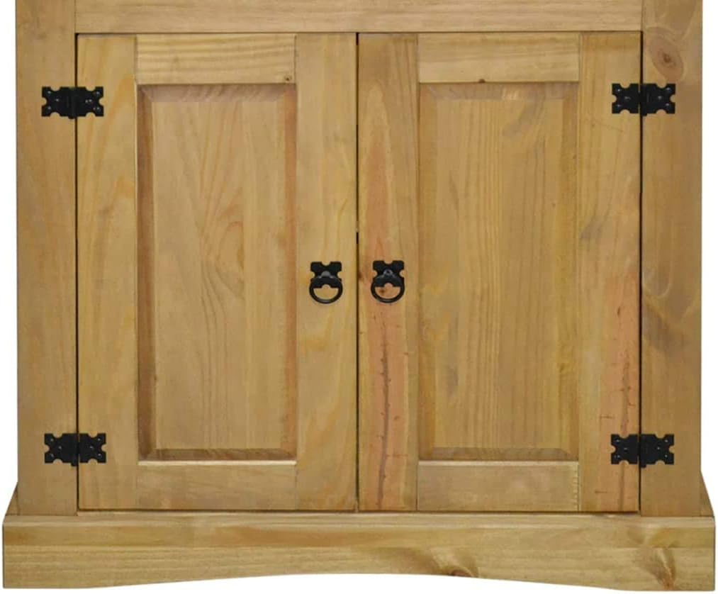 Mexican Pine Cupboard with 3 Open Shelves and 1 Cabinet with 2 Shelves, 31.5"x15.7"x66.9" V2169