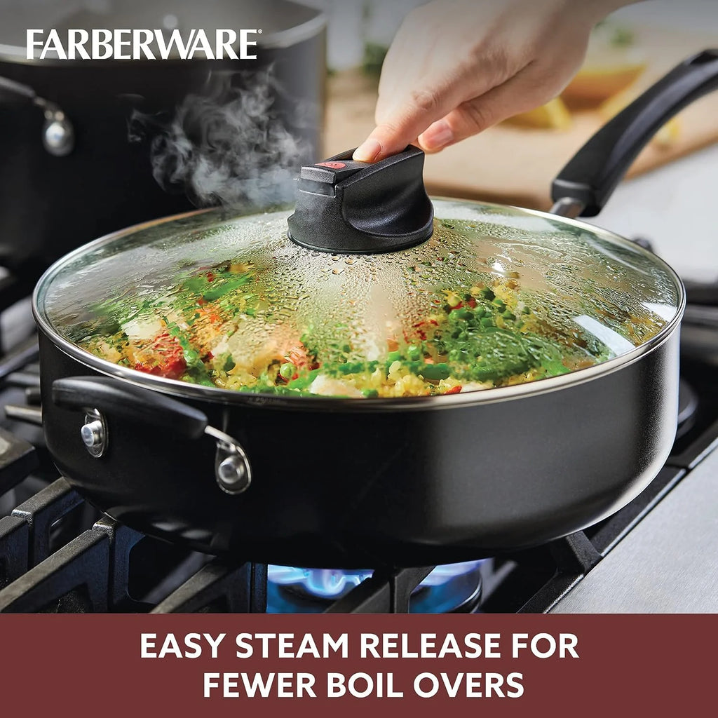 Black 6 Quart Nonstick Saute Pan with Lid R59450