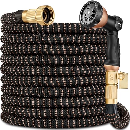 50 ft Expandable Garden Hose with 10 Functions Spray Nozzle, 3/4" Solid Brass Connector P192282