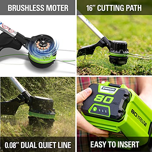80V Cordless Brushless String Trimmer and Leaf Blower Combo with 2Ah Battery and Charger Z8303