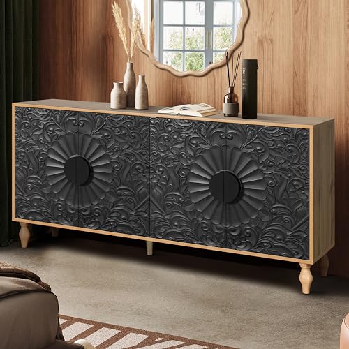 Black+White Wood Sideboard Buffet Cabinet with Storage S627