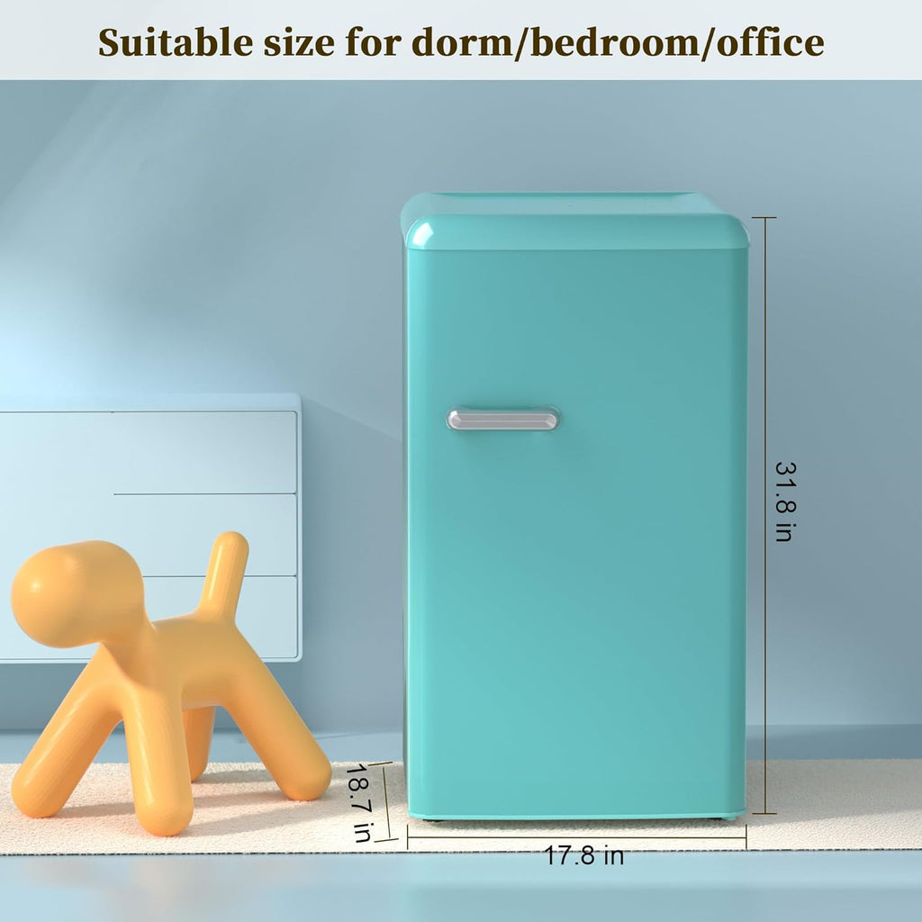 Retro Mini Fridge with Freezer 3.6 Cu.Ft. Single Door Blue I946
