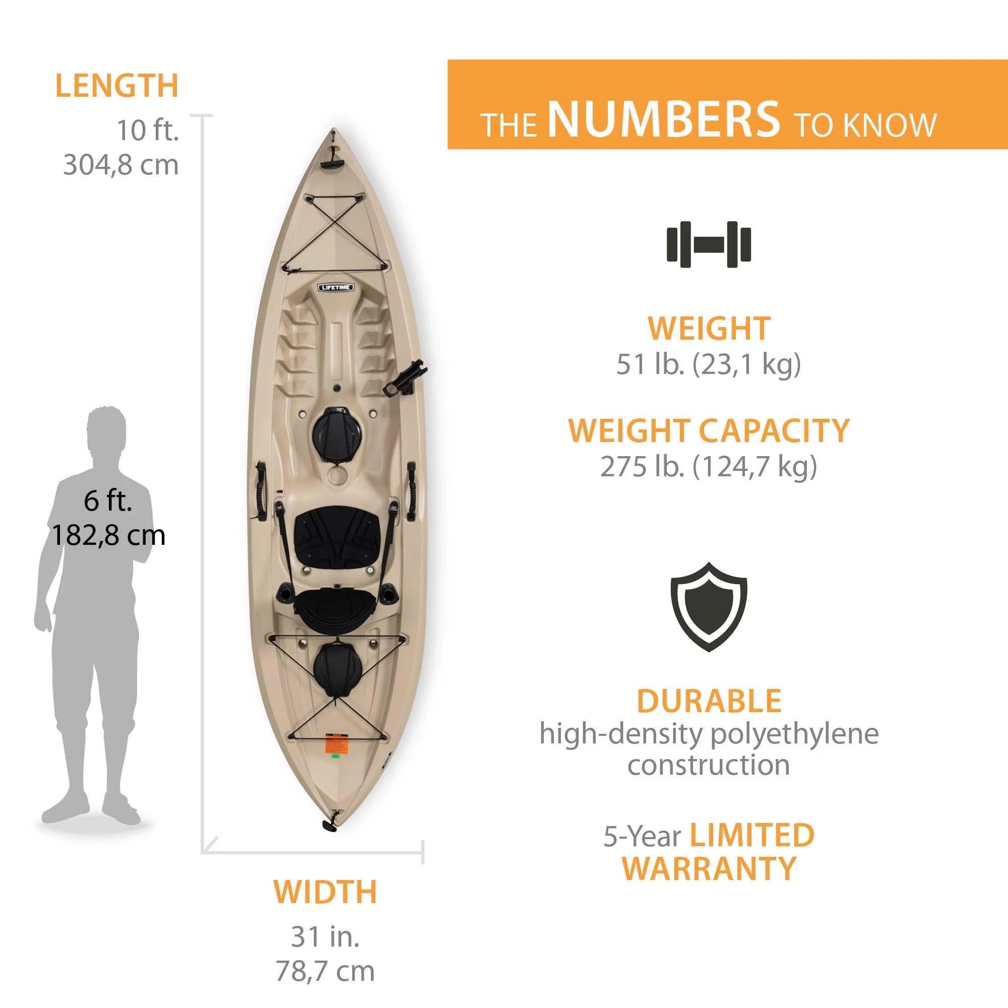 2 Pack Fishing Kayak with Paddles, Tan K5999