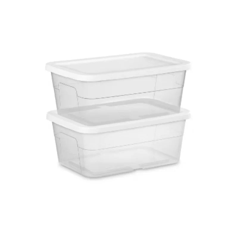 16qt Clear Storage Box with White Lid G815