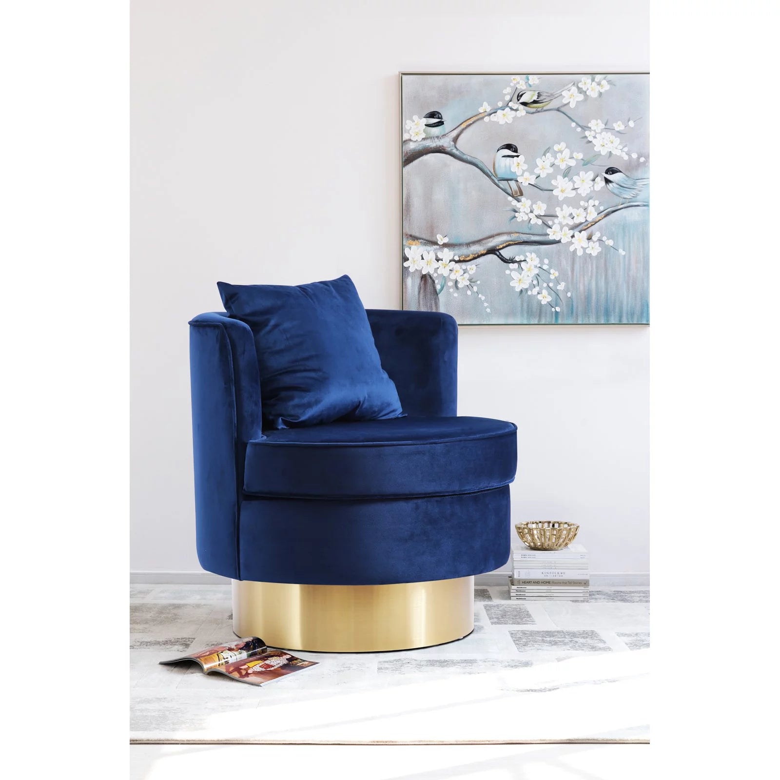 Cognac Velvet Swivel Accent Chair J168
