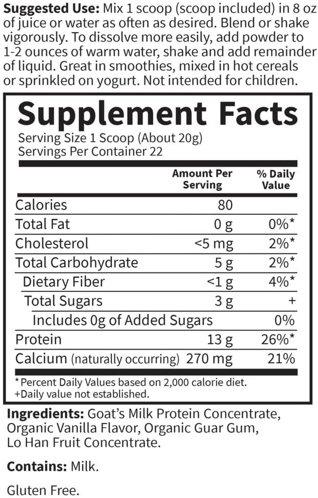 Goat Protein Powder, 22 Servings, 15.5 Ounce Pack of 2 Y517487