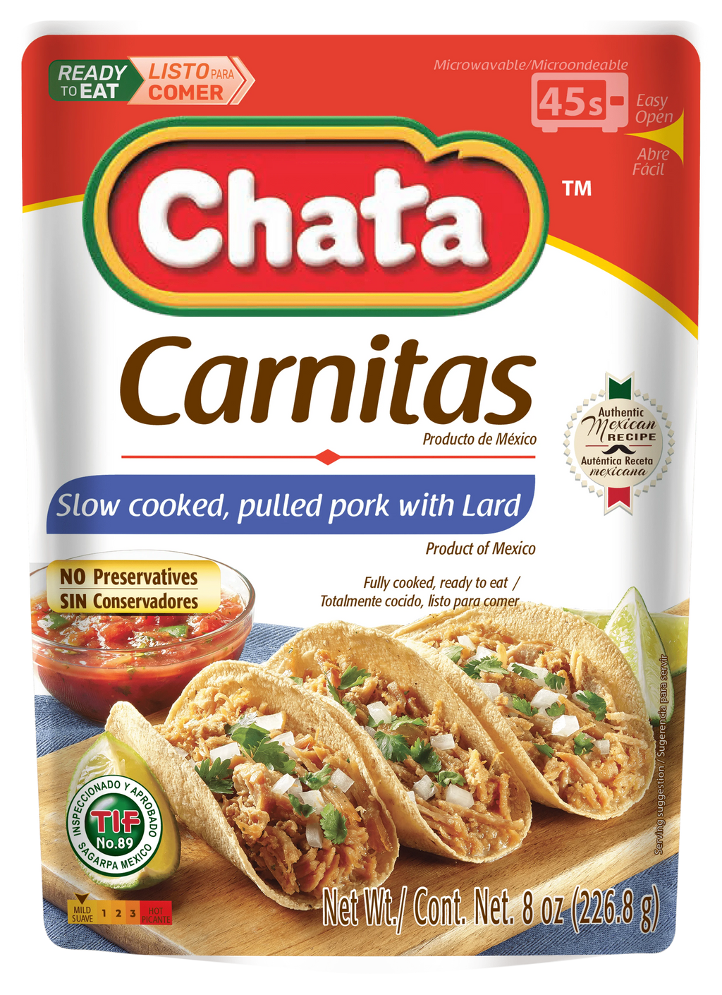 Pork Carnitas Pouch, 8 oz, Pack of 6 K880