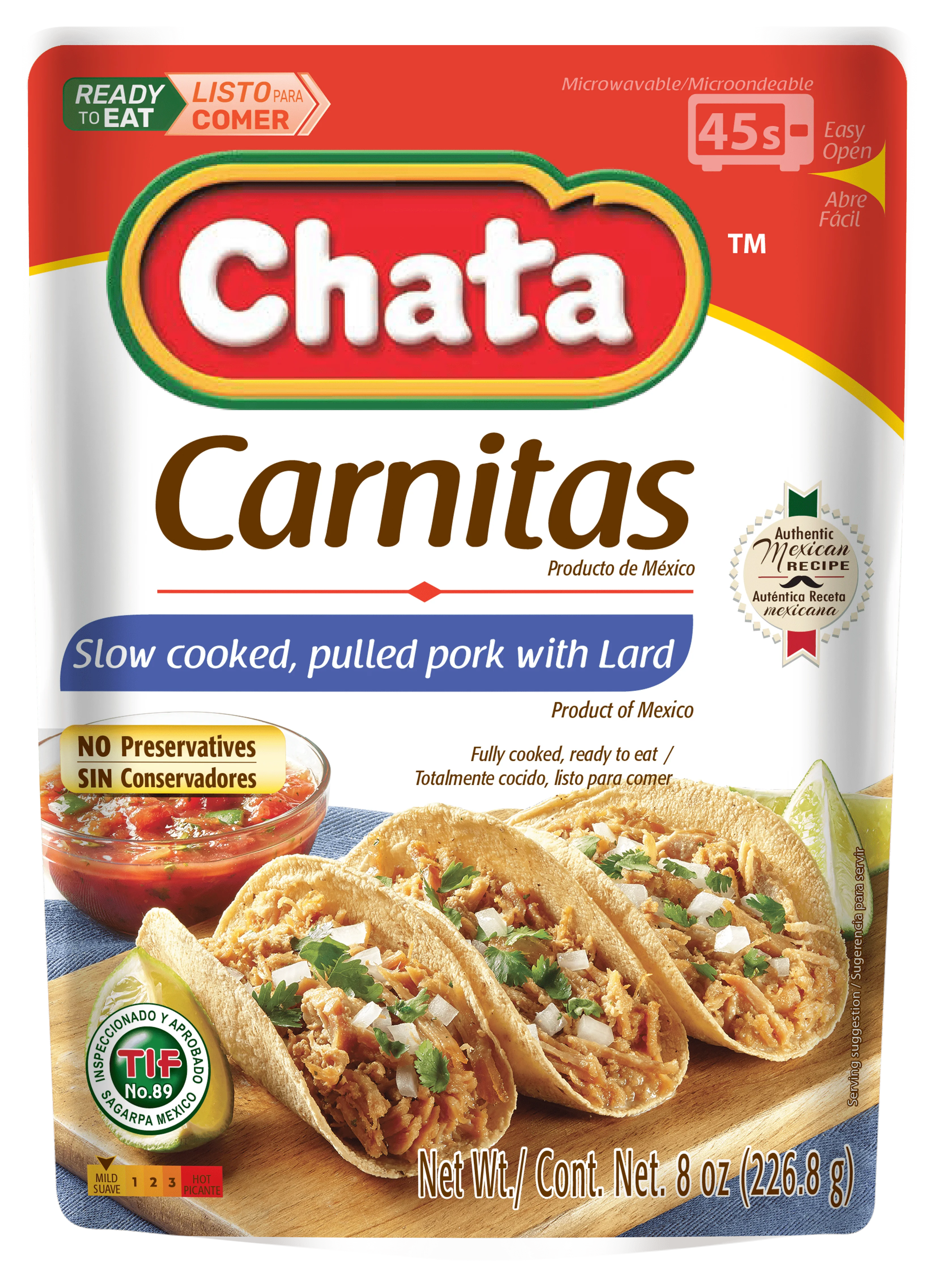 Pork Carnitas Pouch, 8 oz, Pack of 6 K880