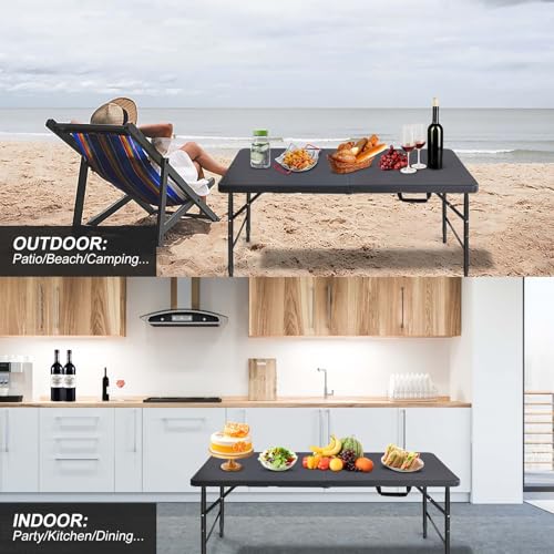 White 4ft Portable Folding Table with Steel Legs V26071