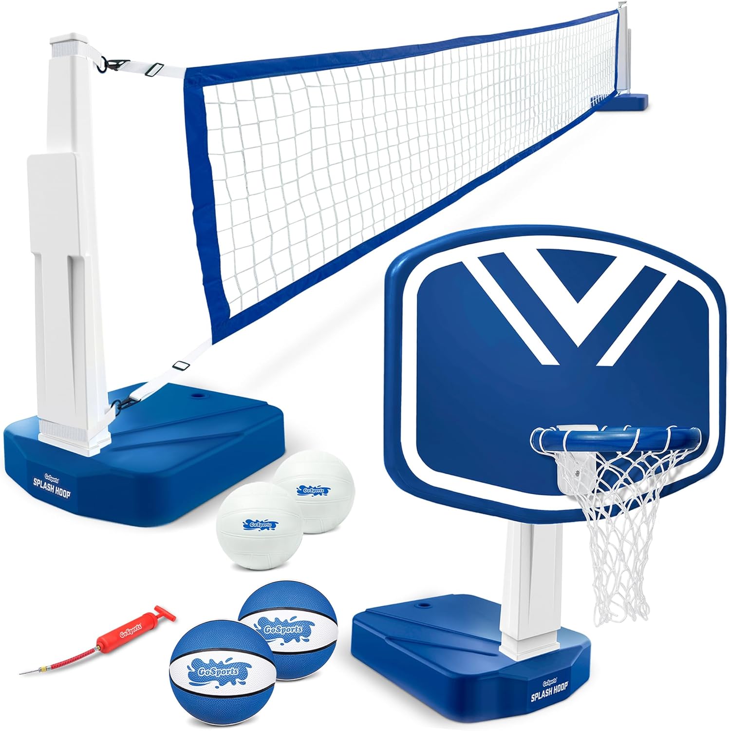 2-in-1 Pool Basketball Hoop & Volleyball Net Game Set C2260