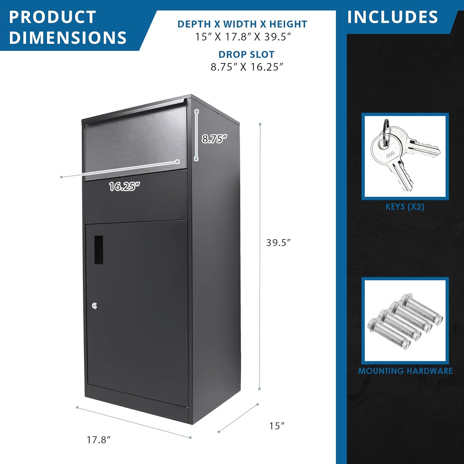 Large Steel Drop Box with Key Lock X6311