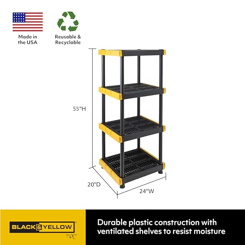 4-Tier Heavy Duty Plastic Storage Shelving Unit, 100lbs/shelf, 2 Pack W89381