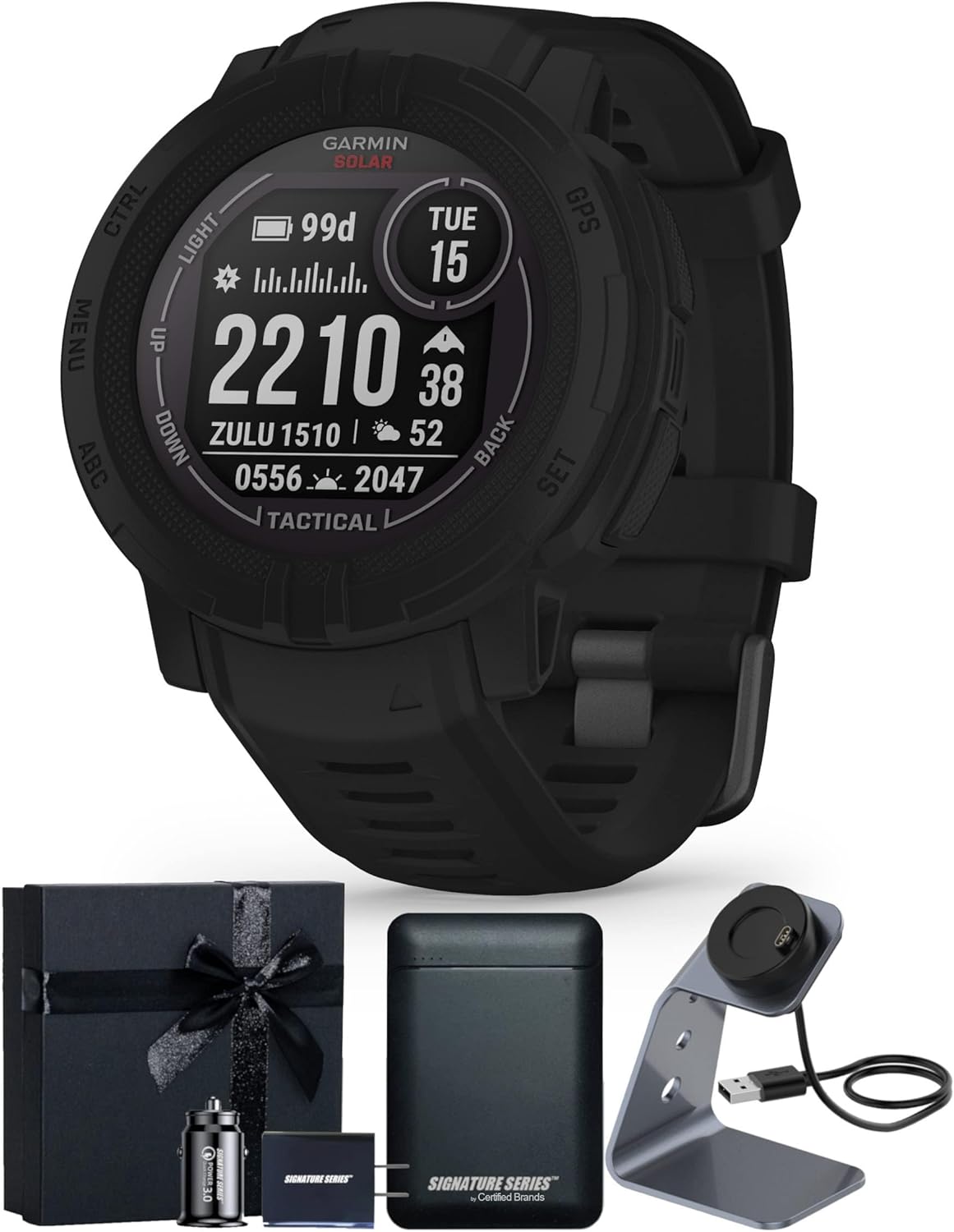Black Rugged Outdoor GPS Smartwatch with Solar Charging D860