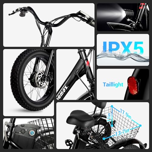 Electric Tricycle with 20" x 4.0 Fat Tire, 36V 350W 13Ah Lithium Battery G121128