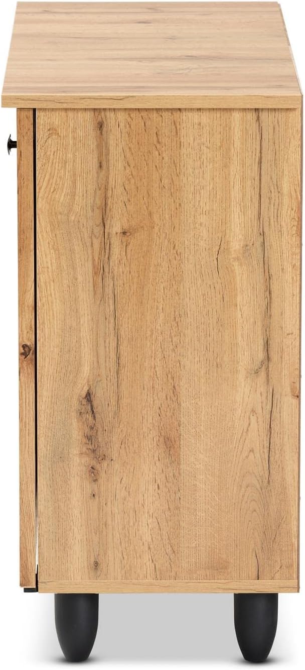 Oak Brown Finished Wood 2-Door Shoe Cabinet Z149