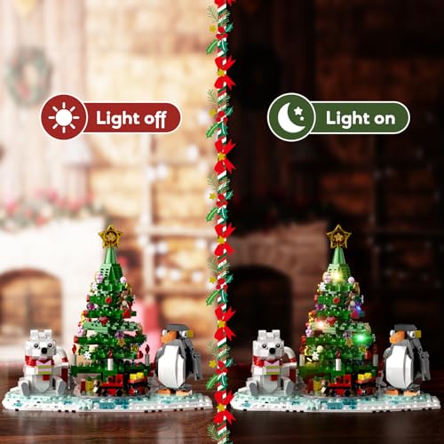 Christmas Tree Building Block Set with Lights (802 PCS) G86264