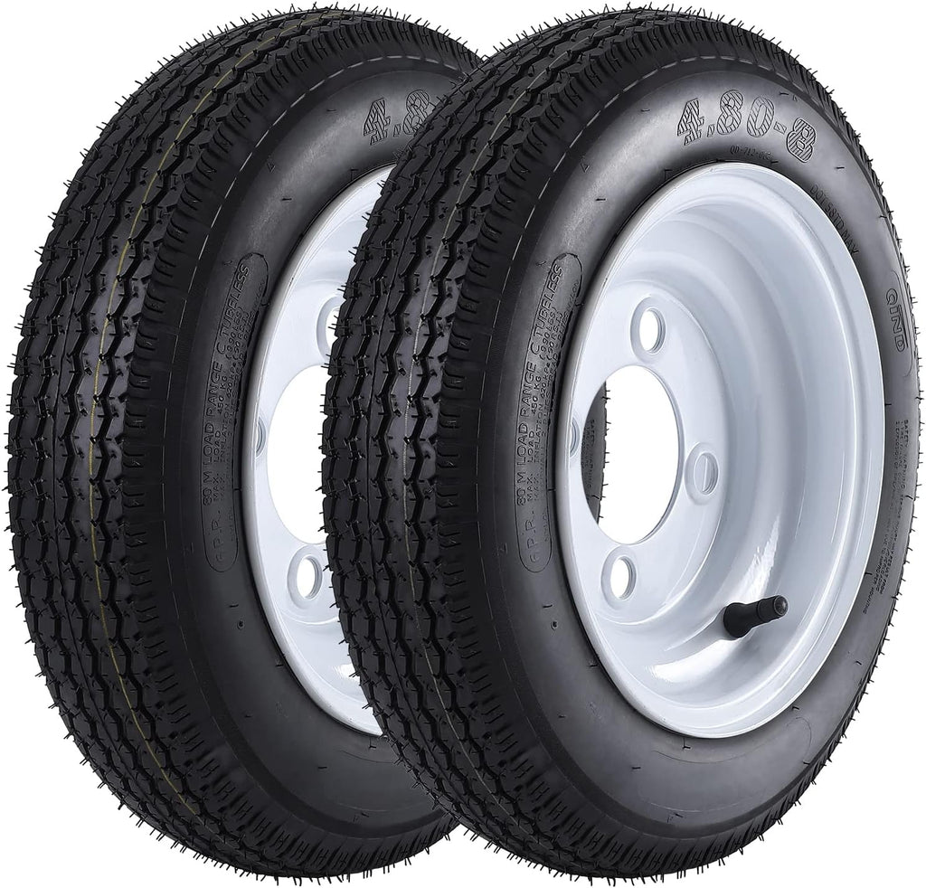 4.80-8 Trailer Tires with 8'' Rims, 4 Lug on 4'', Load Range C, 6PR F625894