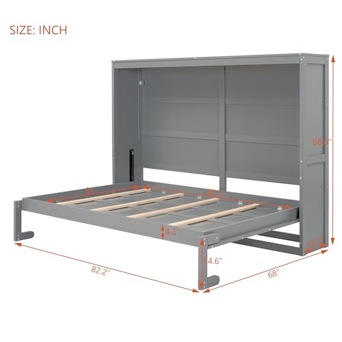 White Queen Size Wood Folding Wall Bed Q499526