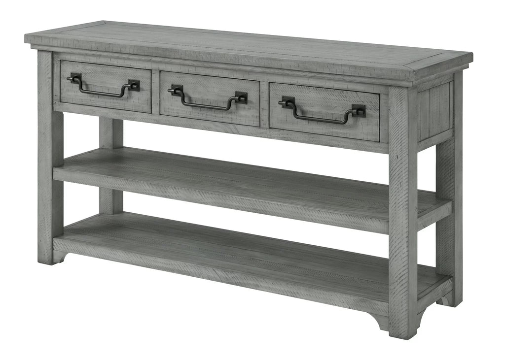 Dove Grey Solid Wood 3-Drawer Sofa Console Table M31215