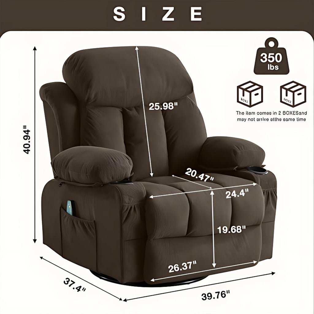 Brown Swivel Massage Recliner Sofa I206