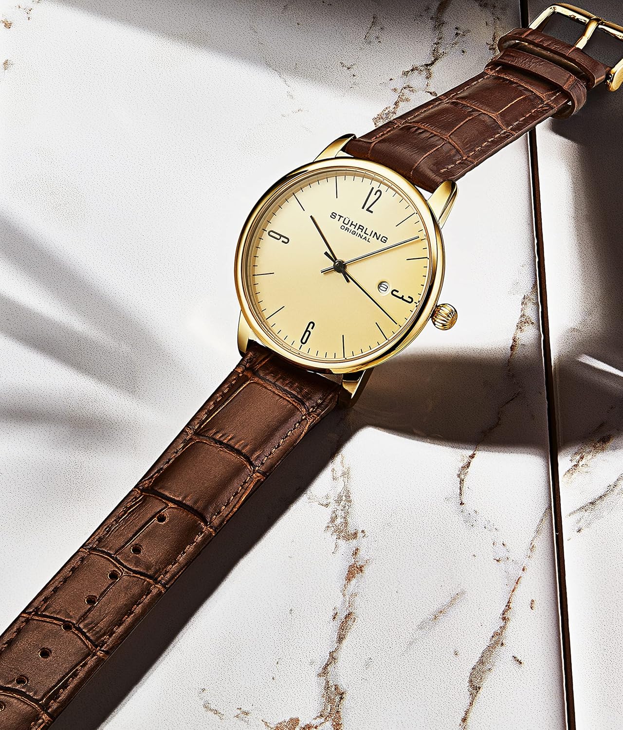 Mens Watch with Calfskin Leather Strap and Date H16079