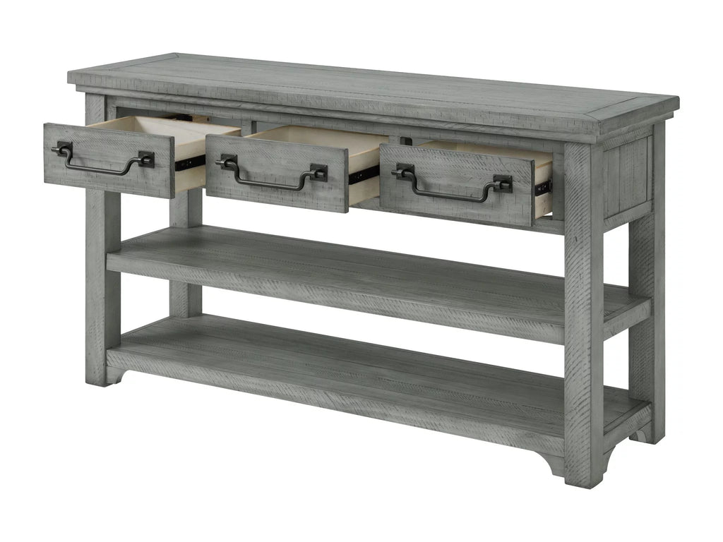 Dove Grey Solid Wood 3-Drawer Sofa Console Table M31215