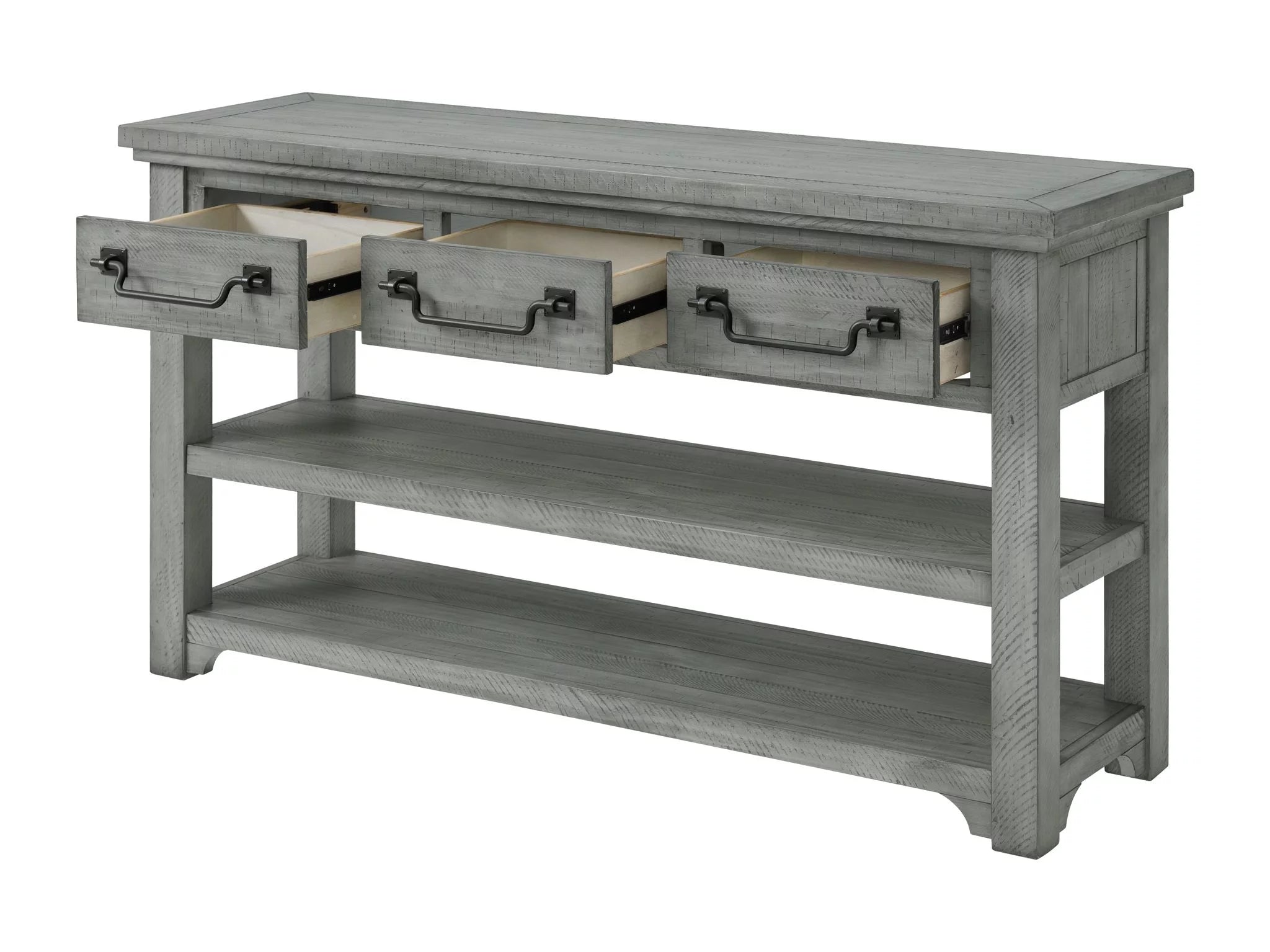 Dove Grey Solid Wood 3-Drawer Sofa Console Table M31215
