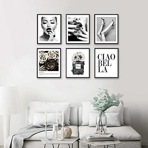 Set of 6 Black and White Unframed Canvas Posters 8x10in H874529