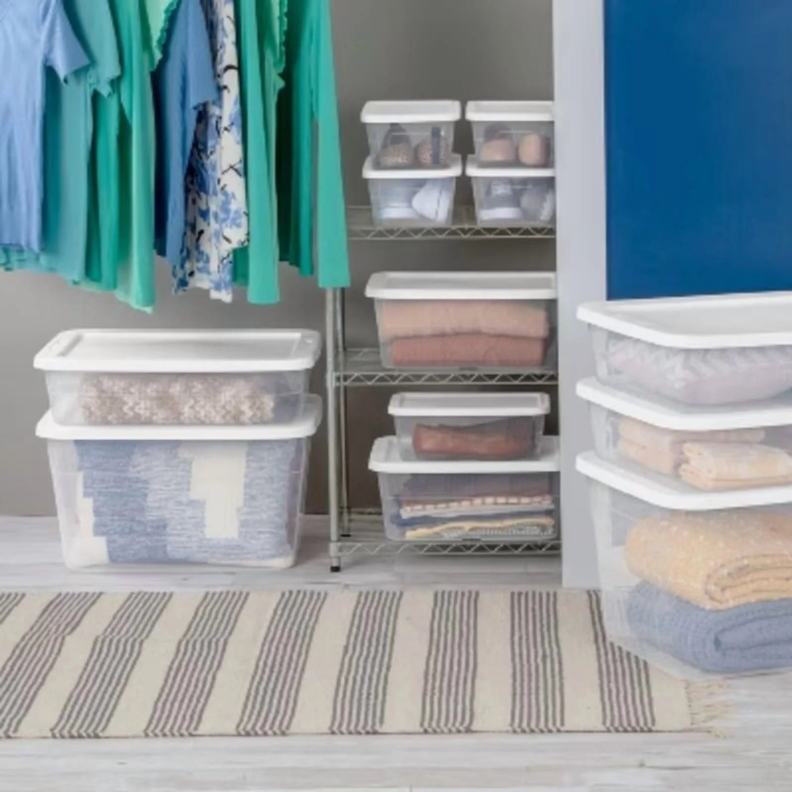 16qt Clear Storage Box with White Lid G815